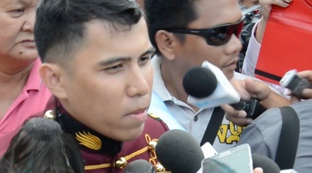 Police Inspector Andal Ampatuan III, a graduate of the PNP Class of 2015, is mobbed by media after his graduation on March 26, 2015. Rappler photo 