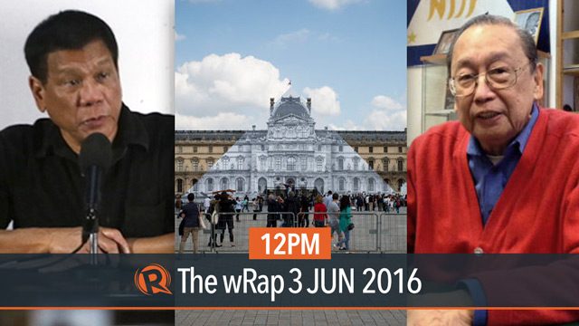 Rodrigo Duterte, Joma Sison, Louvre evacuation | 12PM wRap