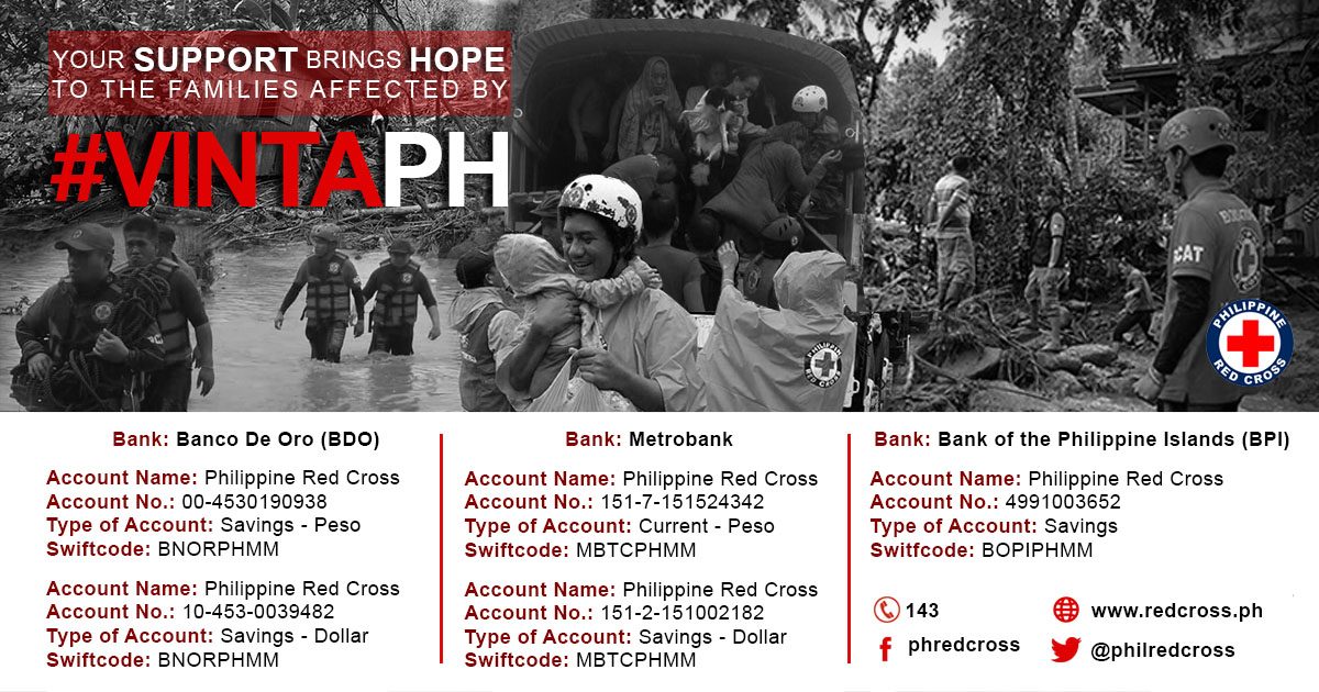 #ReliefPH: Philippine Red Cross to accept cash donations for Vinta victims