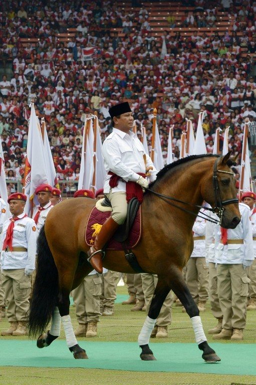 THE STRONGMAN. Former general Prabowo Subianto presents himself as the strong leader Indonesia needs. File photo by Adek Berry/AFP
