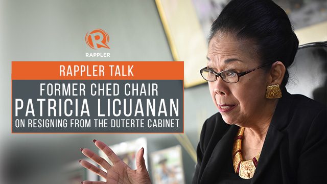 [WATCH] Rappler Talk: Former CHED chair Patricia Licuanan on her resignation