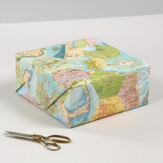 Gift wrapped using old maps. Photo from Bombus on Pinterest.ph 