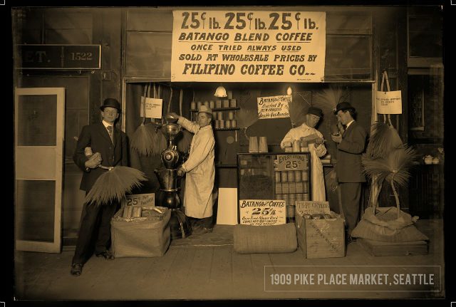 BEGINNINGS. Long before Starbucks, Filipinos begin selling barako coffee at the famous Pike's Place Market in Seattle, Washington. All photos courtesy of Kalsada Coffee 