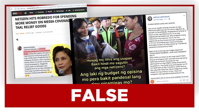 FALSE: Robredo gave ‘only 5 pcs of pan de sal, bottled water’ each to Taal victims