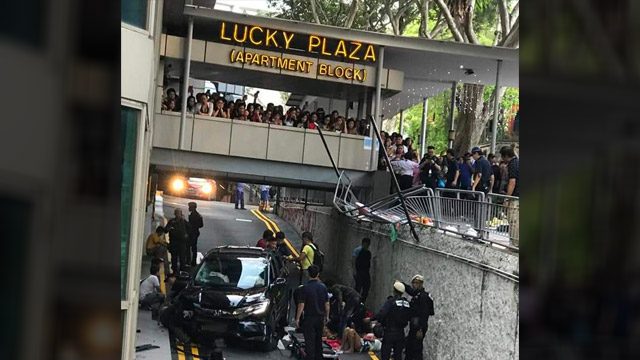 2 Filipinos killed in car crash outside Lucky Plaza mall in Singapore