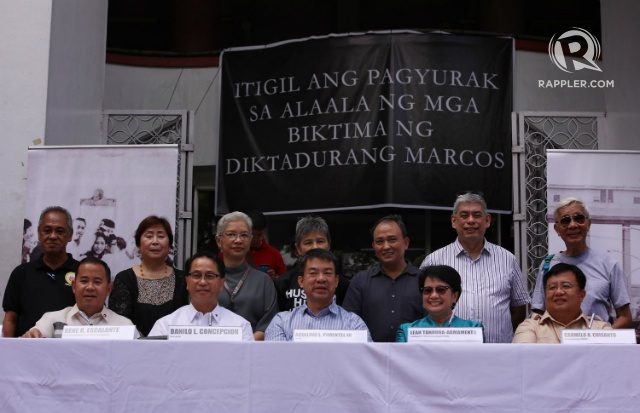 SIGNING. Senator Koko Pimentel, Danilo Concepcion and members of the Human Rights Violations Victims' Memorial Commission signs a memorandum of understanding in building a Martial Law National Museum for human rights victims insid UP Diliman. Photo by Darren Langit 