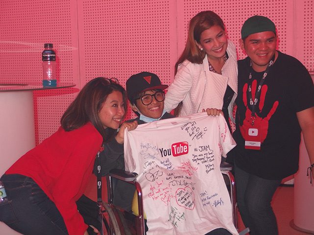 OPTIMISTIC. Despite his condition, Jam Sebastian took time to attend the YouTube event and was even given a special message by other stars