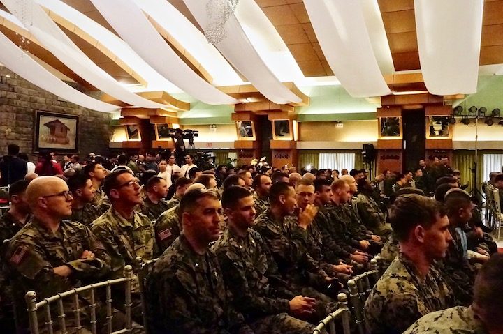 ALLIES. American soldiers pack the Tejeros Hall in Camp Aguinaldo for the Balikatan 2019 opening program. Photo by Rambo Talabong/Rappler 