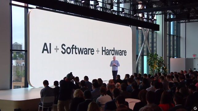 GOOGLE'S OCTOBER EVENT. Mike Osterloh opens Google's latest event. Screenshot from YouTube. 