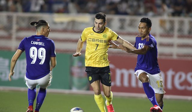 TOP CLUB. Bienvenido Marañon gives Ceres-Negros FC a strong start to its 2020 AFC Cup campaign against Svay Rieng FC. Photo from Ceres-Negros FC  