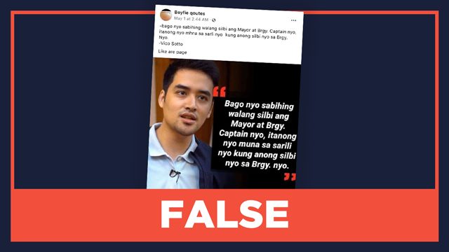 FALSE: Vico Sotto quote on criticizing mayors, barangay captains