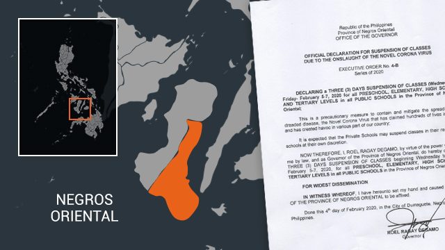 Negros Oriental suspends classes in public schools amid coronavirus threat