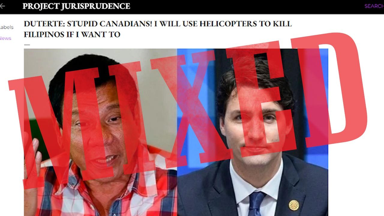 FACT CHECK: Duterte’s reaction to Canada helicopters deal taken out of context