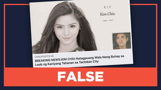 FALSE: Kim Chiu found dead in Tacloban home