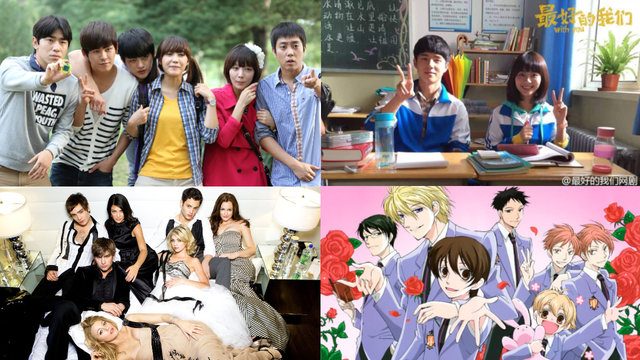 SCHOOL-THEMED SHOWS. (From top left to bottom right) Reply 1997, With You, Gossip Girl, Ouran High School Host Club. Photos grabbed from Netflix and Weibo International. 