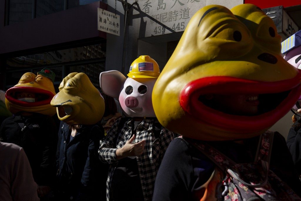 Pepe and protest pig: Internet memes come to life at Hong Kong rally
