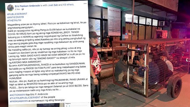 Barangay captain cages curfew violators in Laguna