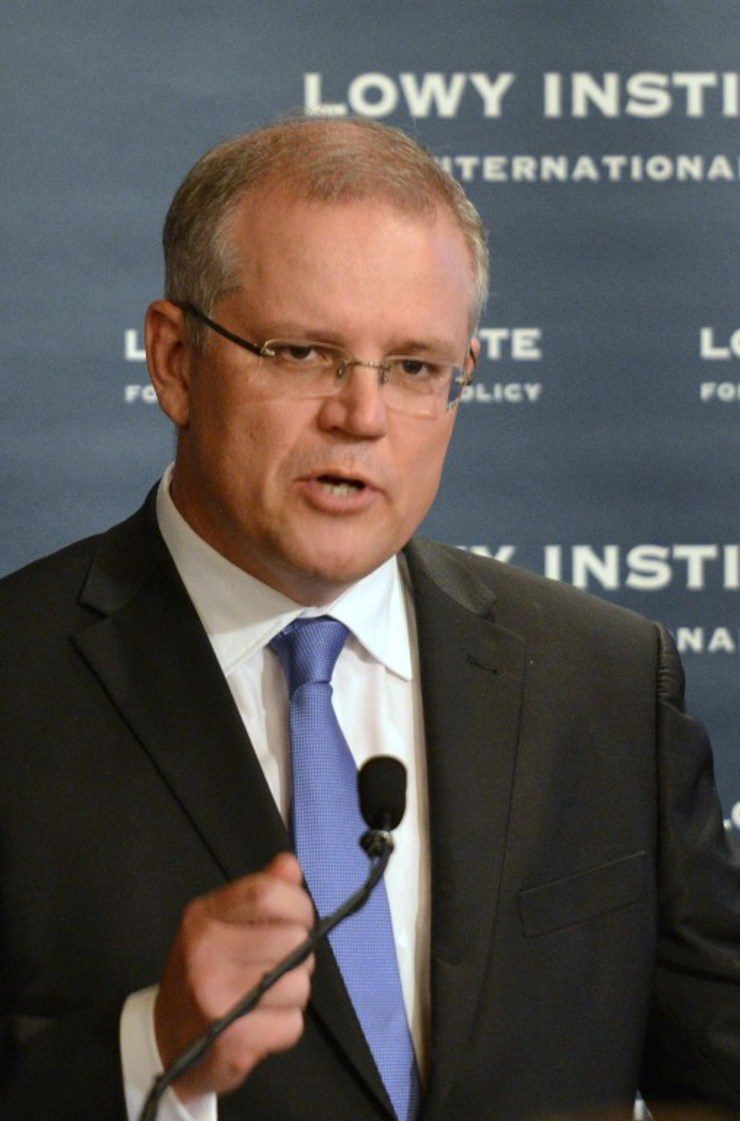 Australian Immigration Minister Scott Morrison speaks to the Lowy Institute for International Policy in Sydney on May 9, 2014. Peter Parks/AFP