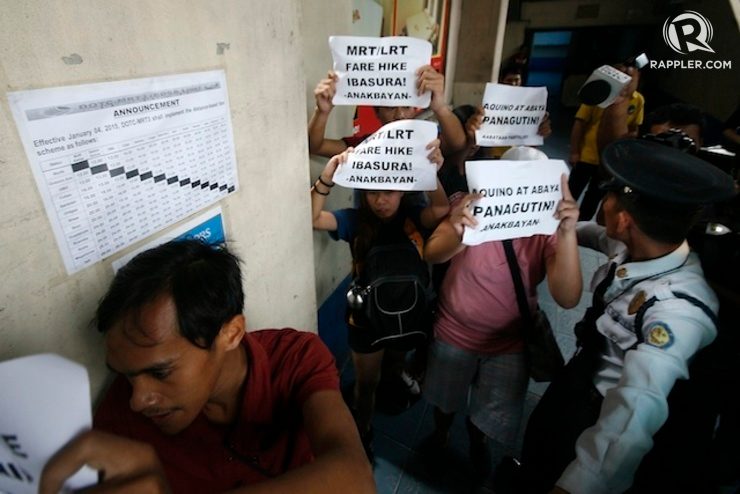 Youth groups greet MRT, LRT fare hikes with protest