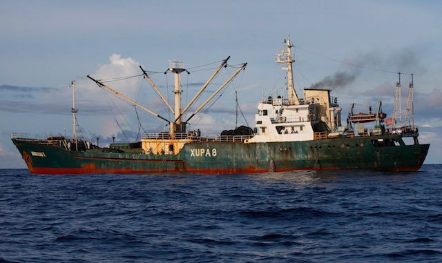 ILLEGAL FISHING. The Chinese ship 'Heng Xing 1' is seen in an area of international waters near the exclusive economic zone of Indonesia on November 14, 2012. It was caught illegally transhipping frozen tuna. File photo by EPA