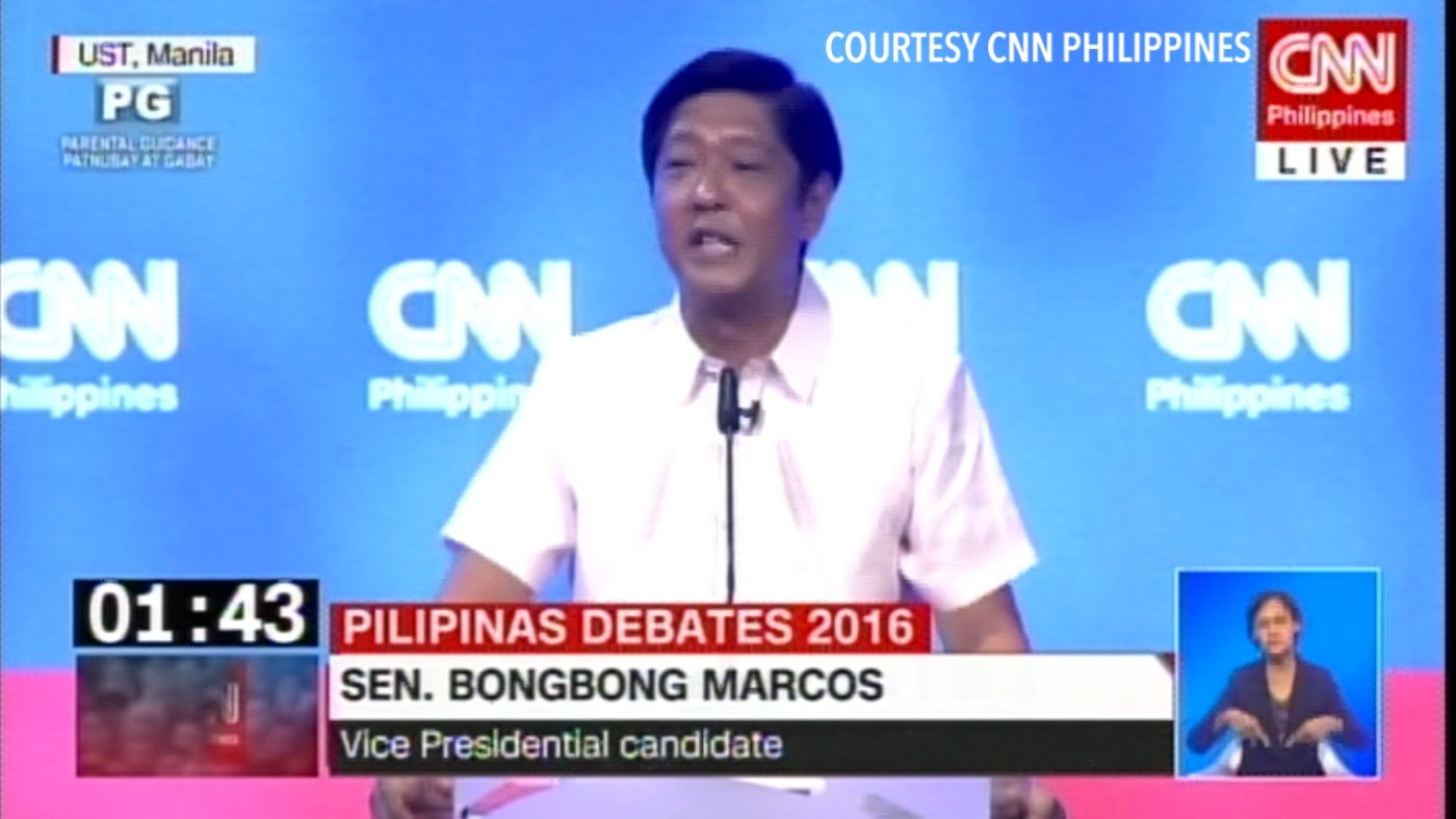 Kandidat melawan Bongbong Marcos dalam debat Wakil Presiden