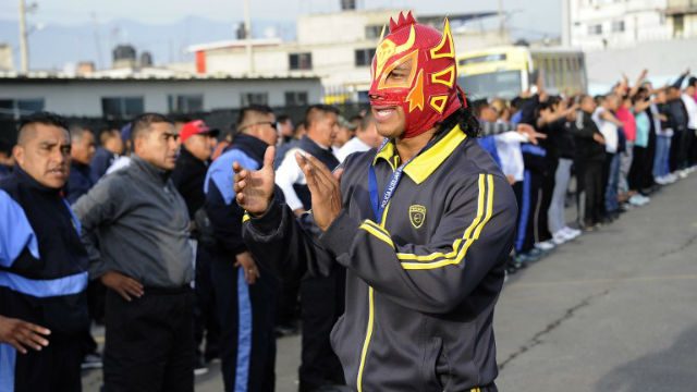 Mexico’s masked wrestling heroes train police