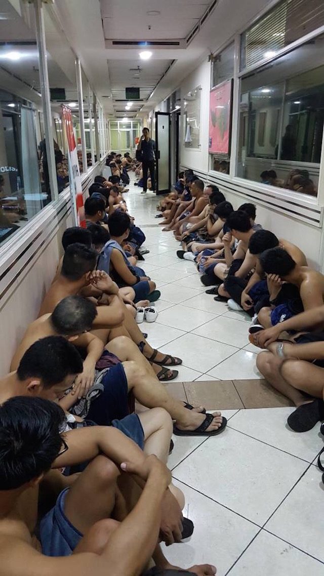 ARRESTS. 141 men were arrested at the party. Photo from Jakarta police  