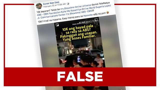 FALSE: Protesters against ABS-CBN shutdown ‘were paid P10,000’