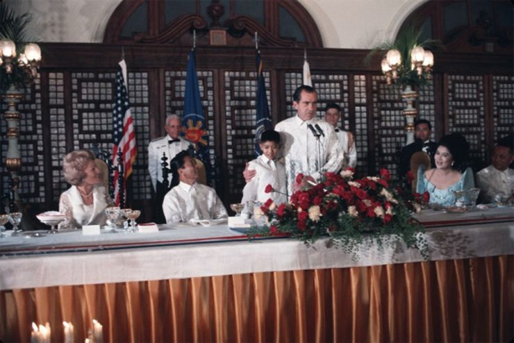 SPECIAL AFFAIRS. Ferdinand Marcos and Richard Nixon, together with their families, in an event at the Malacanang. Photo from Wikipedia