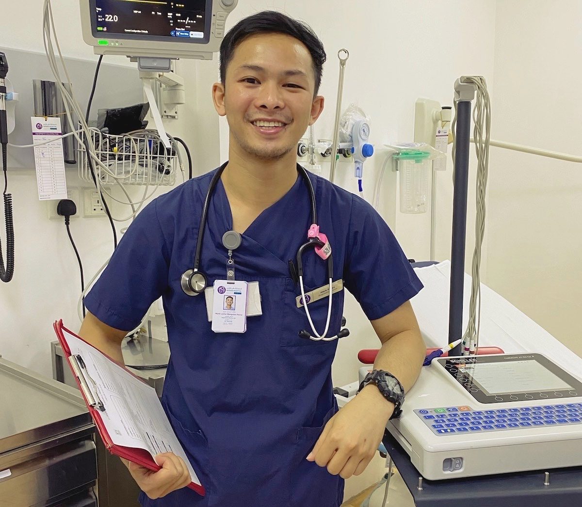 HOPEFUL. Mark Lester Perez, a nurse at an Abu Dhabi hospital, can't wait to rejoin the medical team fighting the pandemic. Photo courtesy of Mark Perez  