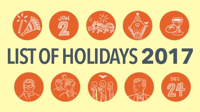 LIST: 2017 Philippine Holidays