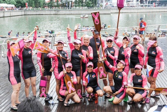 SECOND CHANCE. The Cebu Pink Paddlers members find new hope in dragon boating. Photo from the Cebu Pink Paddlers Dragonboat Team Facebook page. 