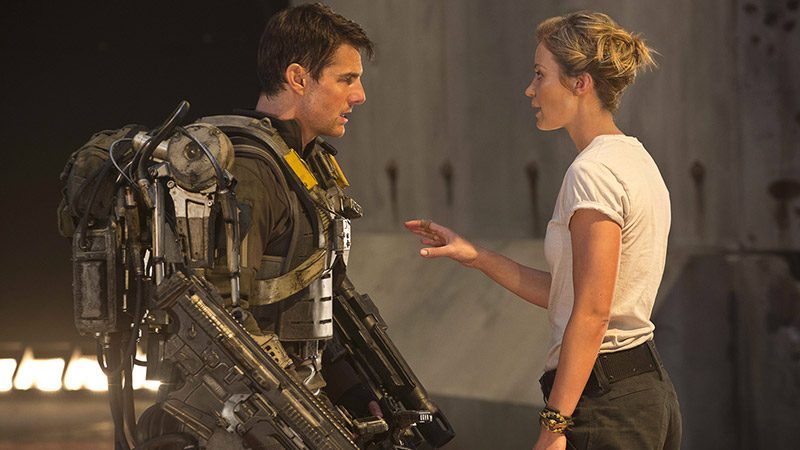 TENSE MOMENT. Rita Vrataski (Emily Blunt) trains William Cage (Tom Cruise) to adjust to his unusual situation
