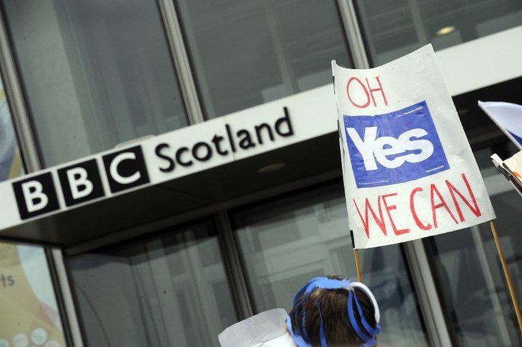 Nationalists march against ‘biased’ BBC Scotland vote coverage