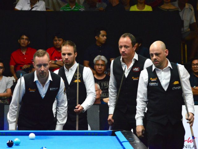 WEST. The victorious West team, left to right: Immonen, Ouschan, Van Boening and Appleton. Photo by Bob Guerrero/Rappler