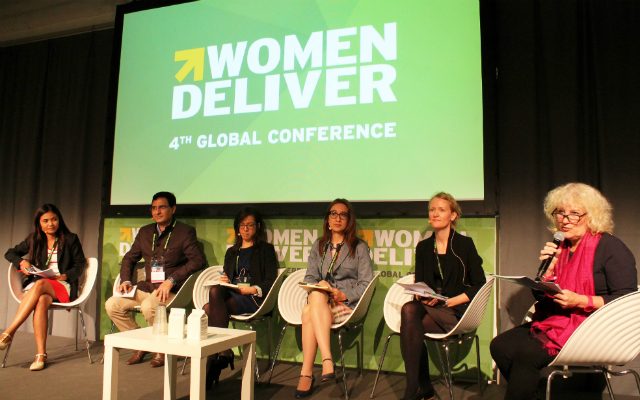 WOMEN DELIVER. Rosie (first left), shares the stage with global leaders â Keiko Nowacka, the Gender Coordinator for OECDC, Susanna Puerto Gonzalez ILO's Coordinator for Global Initiative on Decent Jobs for Youth, Jenny Hedman, the Population and Sexual and Reproductive Health Rights advisor for the France Ministry of Foreign Affairs and International Development. 