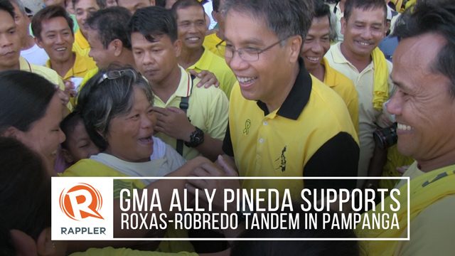 WATCH: Arroyo ally Pineda supports Roxas-Robredo tandem in Pampanga