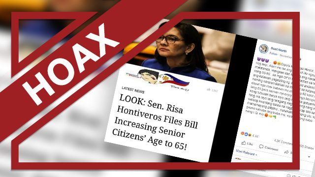 HOAX: Risa Hontiveros files bill moving senior citizens’ age to 65