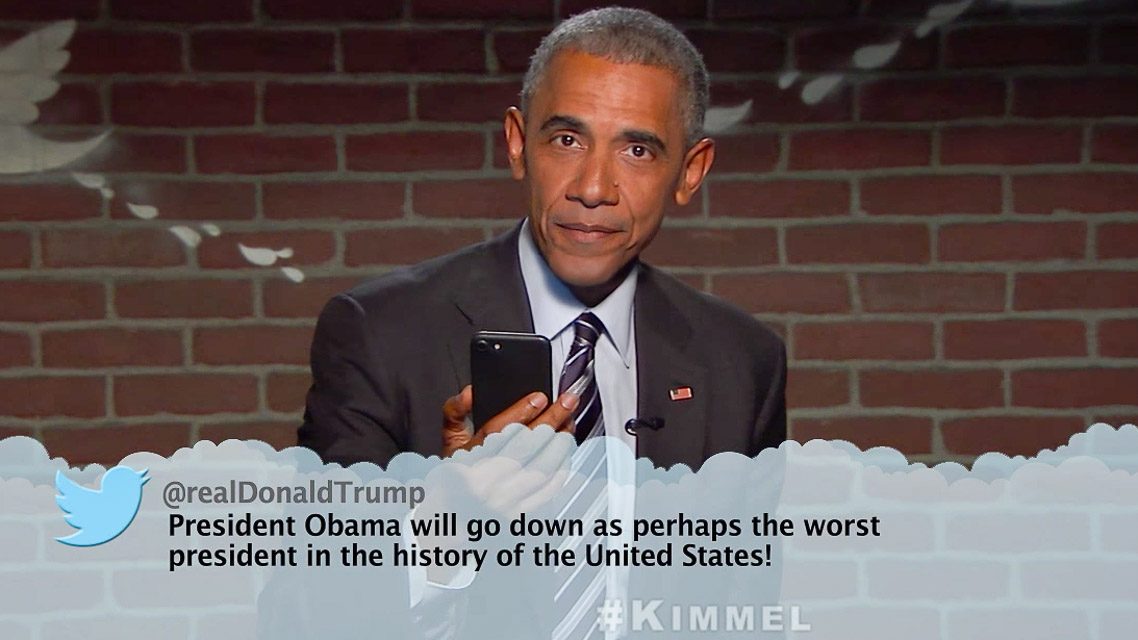 WATCH: Obama reads a mean tweet from Donald Trump