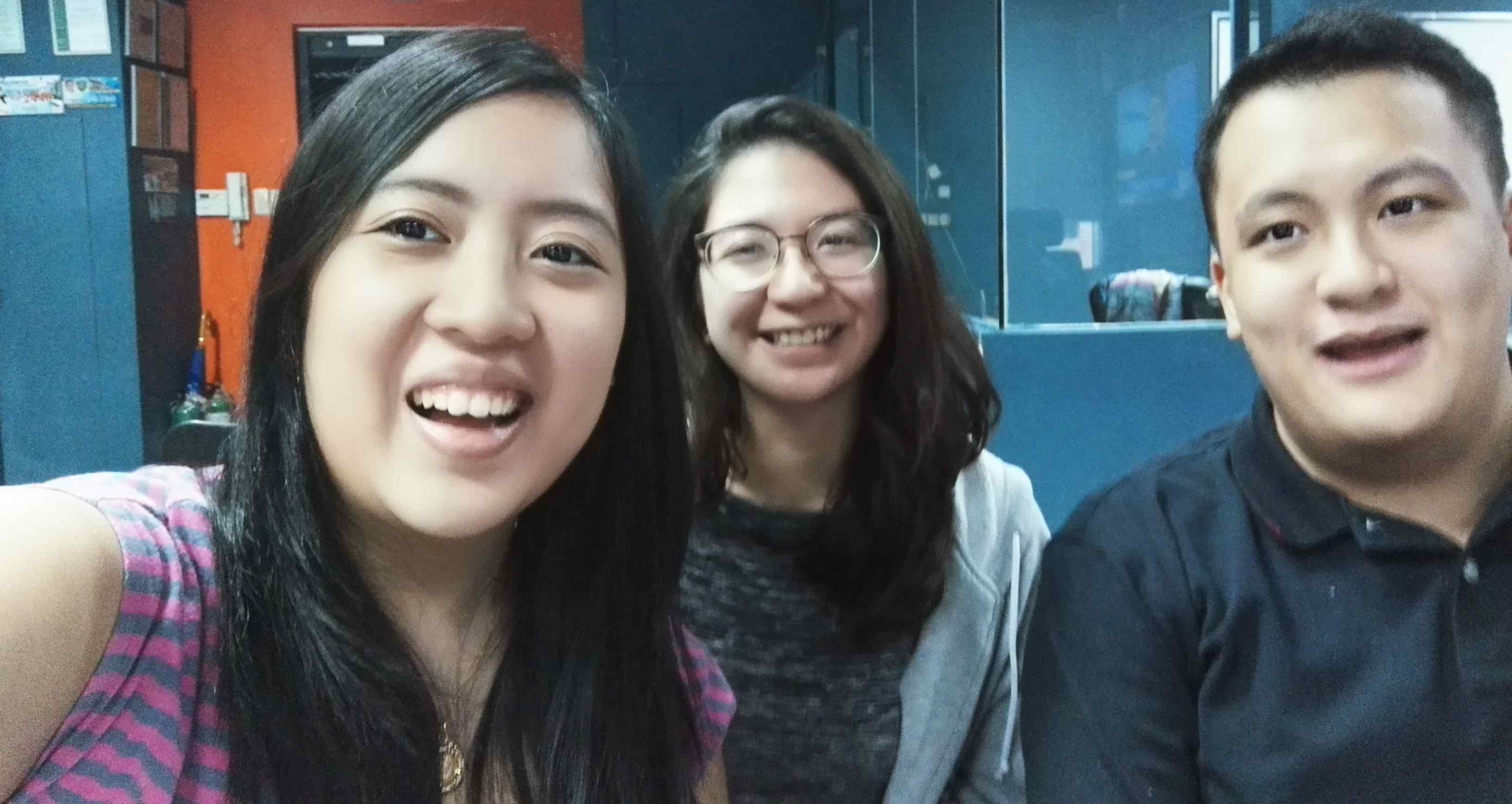 WORKING IT. A selfie with workmates taken using Beauty mode with no filter.  