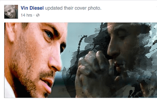 Foto dari screen capture akun Facebook Vin Diesel. 