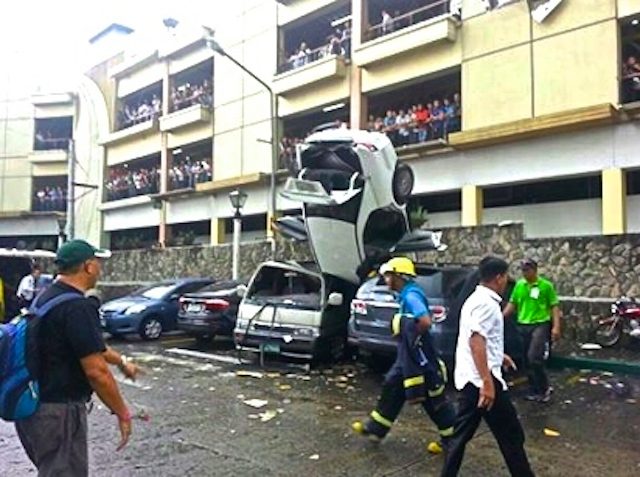 Car with elderly driver falls 3 storeys from mall carpark