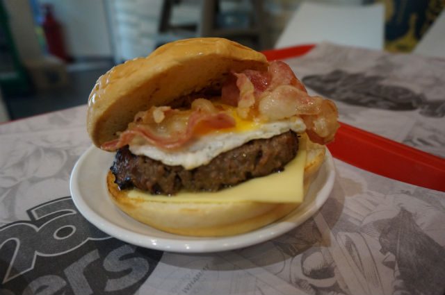 READY FOR BREKKIE? Eggs, bacon, a patty, and some cheese. Photo by Carol Ramoran/Rappler