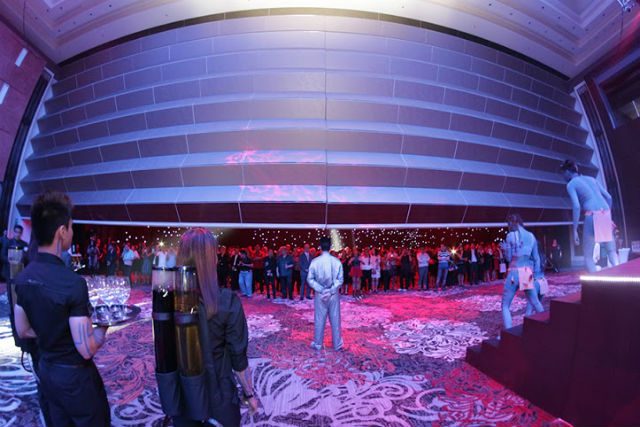 SKYFOLD TECHNOLOGY. After cocktails, guests were in awe as one of the ballroom's partition was lifted to reveal the area where the party was to be held. Photo courtesy of Marriott Manila  