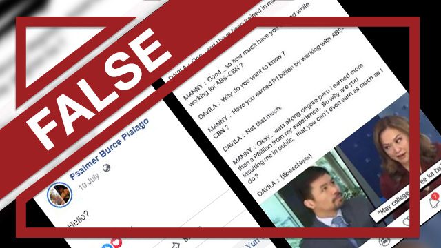 FALSE: Karen Davila ‘speechless’ after Pacquiao questions her earnings