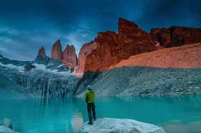 OUTDOOR. Sunrise at Torres del Paine in Patagonia, Chile. Photo by JP Alipio