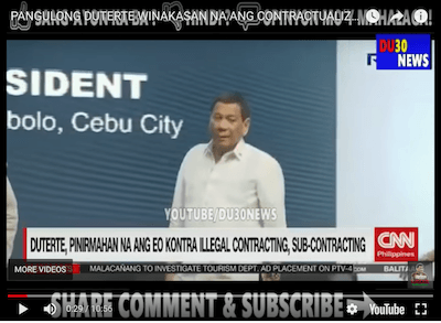 CONTRACTUALIZATION. A post on the blog dailyviralhub.altervista contains a video of CNN Philippines' report on Labor Day 2018. Screenshot from YouTube 