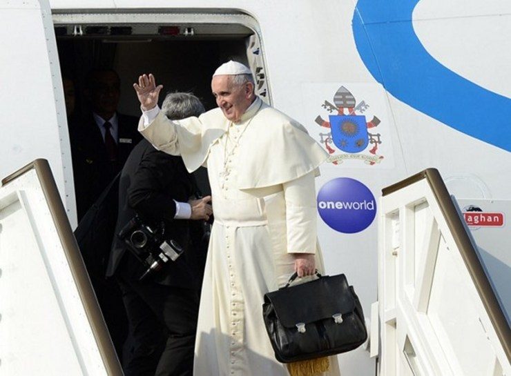 Pope Francis en route to the Philippines
