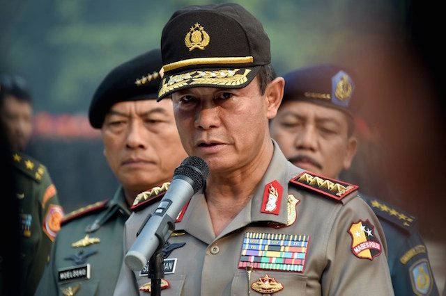 Former National Police Chief Gen. Sutarman, seen here in October 2014. File photo by AFP
