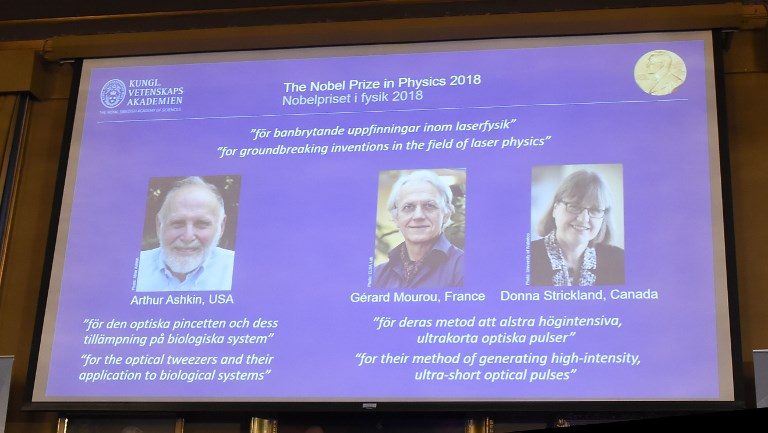 Trio wins Nobel Physics Prize for laser research